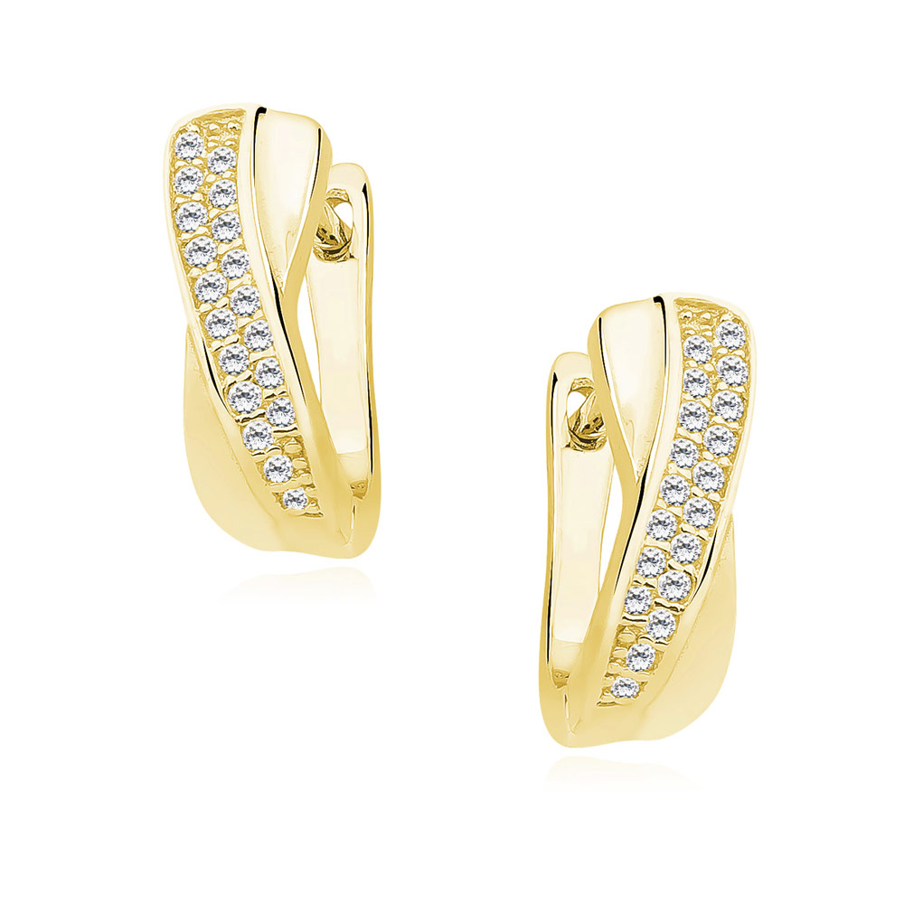 Cercei argint placati cu aur galben cu tortita cu pietre DiAmanti Z1441D_G-DIA Cercei argint placati cu aur galben cu tortita cu pietre DiAmanti Z1441D_G-DIA